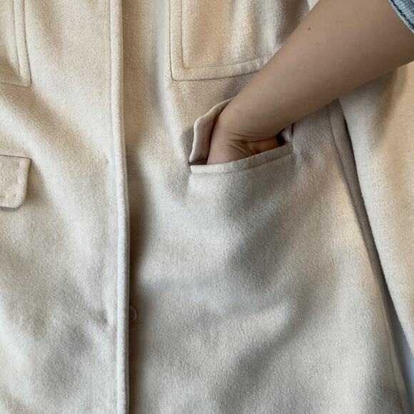 Eliza J Women Long Coat size XS Beige Wool Blend Lined Buttons Closure Elegant - Picture 9 of 11